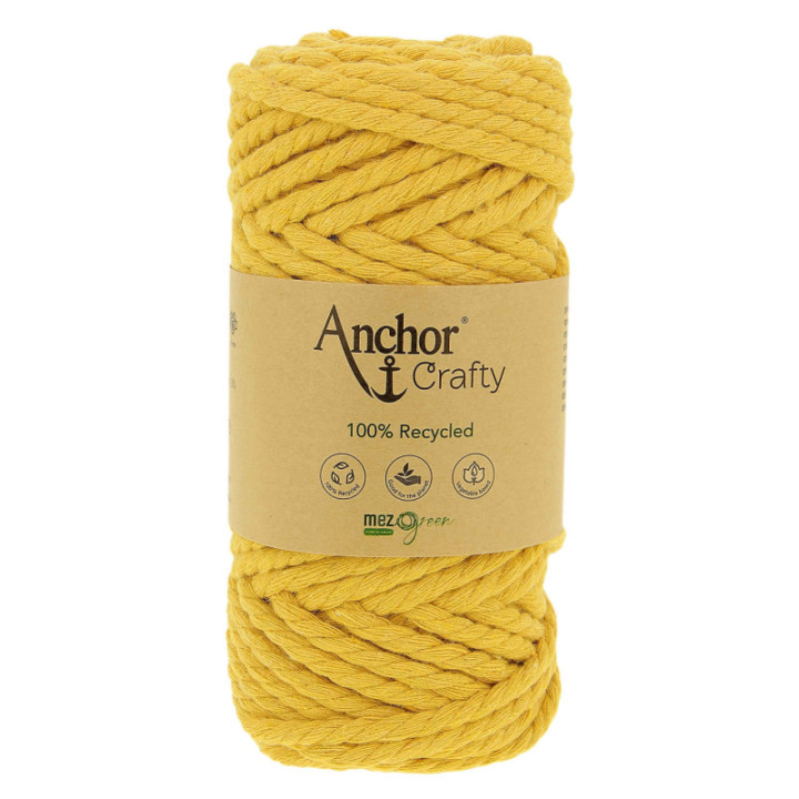 Pelote de fil pour macramé Anchor Crafty coton polyester moutarde