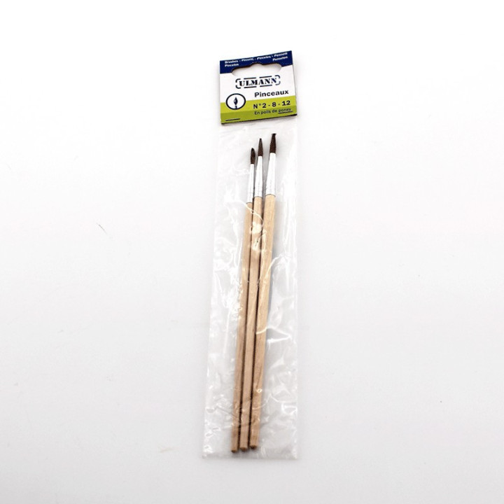 Lot De 3 Pinceaux Scolaires  - N°2 - N°8 - N°12 - Ulmann
