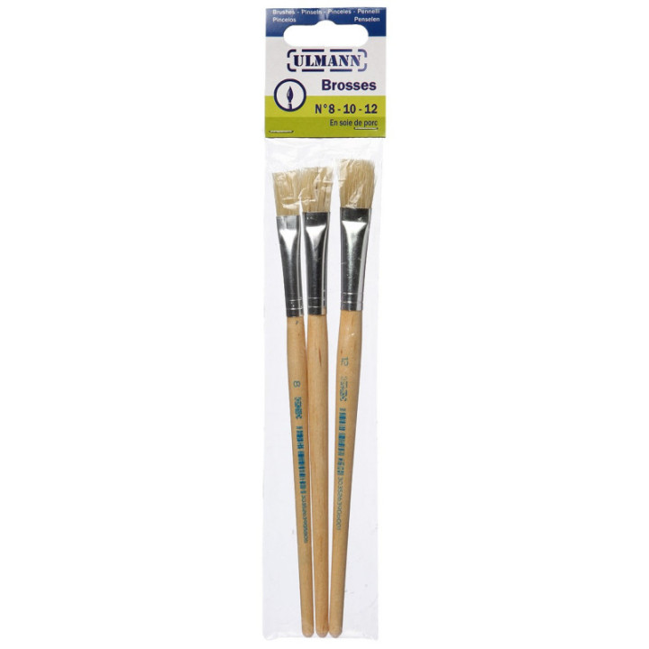 Lot De 3 Pinceaux Brosses  - N°8 - N°10 - N°12 - Ulmann