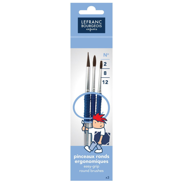 Pinceaux - Scolaire - Acrylique - Gouache - Lot de 3 - N° 2/8/12 - Lefranc Bourgeois
