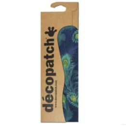 3 feuilles de papier Décopatch 30 x 40 cm plumes de paon bleu marine