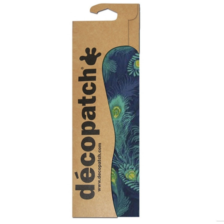 3 feuilles de papier Décopatch 30 x 40 cm plumes de paon bleu marine