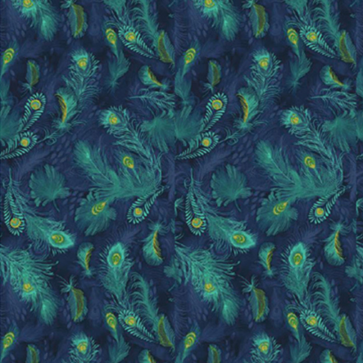 3 feuilles de papier Décopatch 30 x 40 cm plumes de paon bleu marine