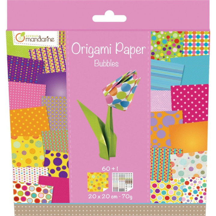Papier origami Avenue Mandarine 60 feuilles 20 x 20 cm 70g thème bubbles