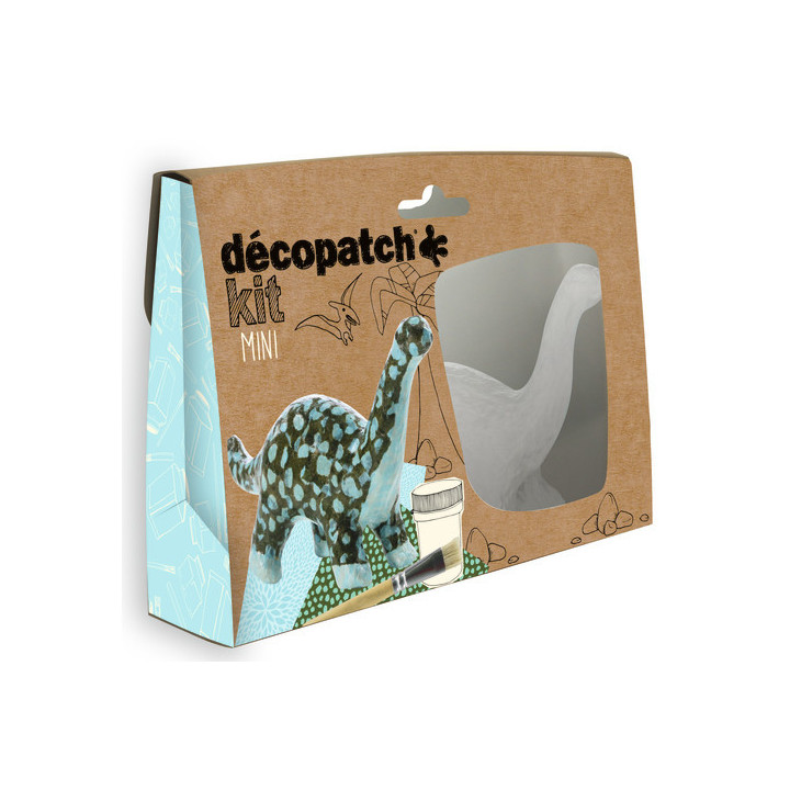 Mini kit Décopatch dinosaure feuilles pinceau et vernis colle