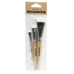 Lot de 3 pinceaux plats en nylon Décopatch