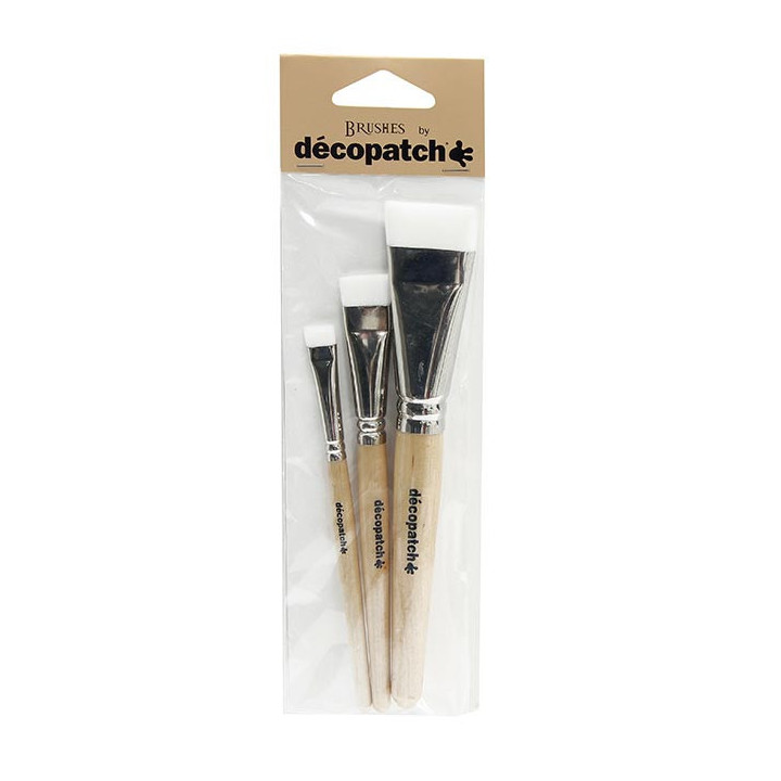 Lot de 3 pinceaux plats en nylon Décopatch