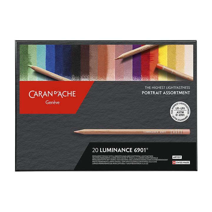 Boîte de 20 crayons de couleur - Assortiment portrait - Luminance 6901 Caran d'Ache