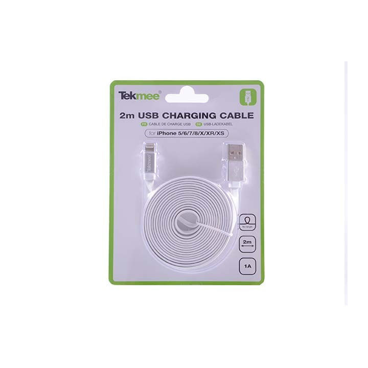 Câble pour iPhone 5 6 7 8 X XS XR 11 12 2 mètres blanc Tekmee
