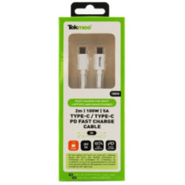 Câble pc portable charge rapide type C 100W 2 mètres blanc Tekmee