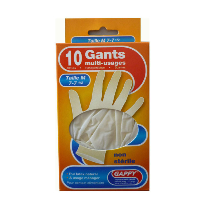 Gants - Latex - Usage unique - Taille M - Non stérile - Boîte de 10