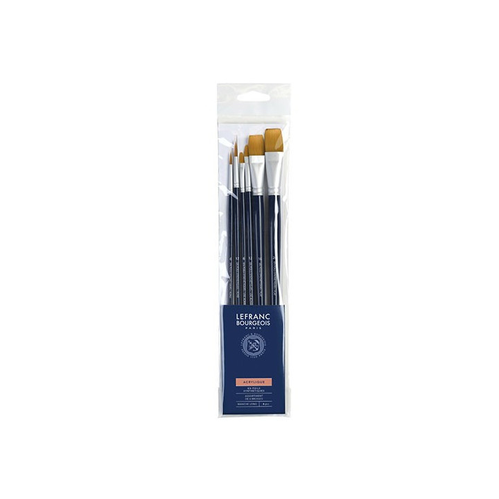Lot De 6 Pinceaux Synthétiques Pour Acrylique - Lefranc Bourgeois -