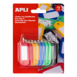 Porte-clés avec étiquettes - Assortiment de couleur - 10 unités - Apli