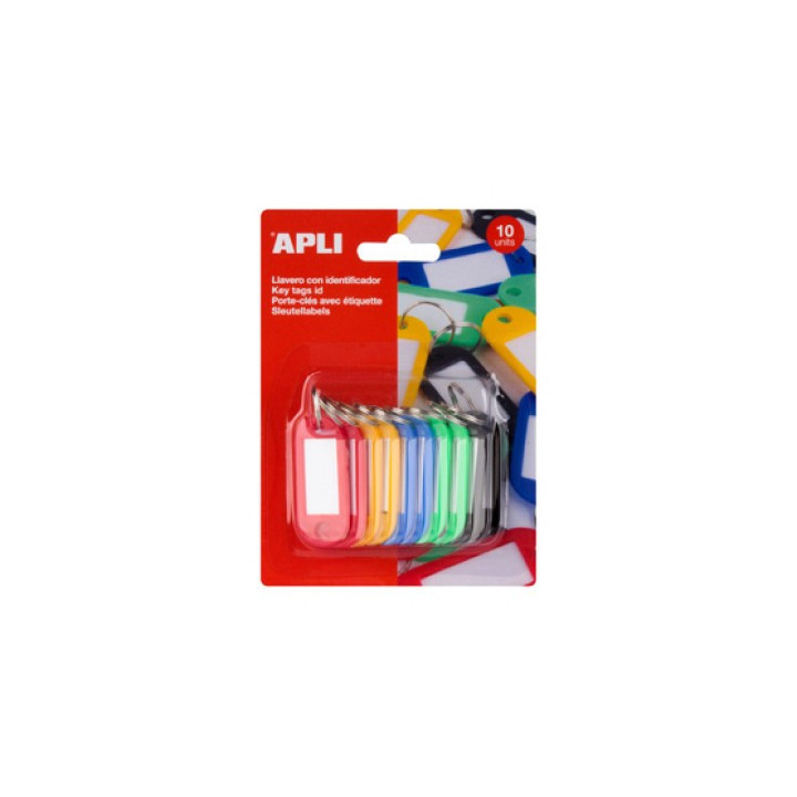 Porte-clés avec étiquettes - Assortiment de couleur - 10 unités - Apli