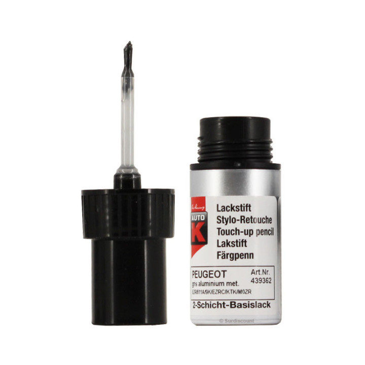 Stylo de retouche et vernis pour carrosserie - Peugeot - 611A Gris aluminium