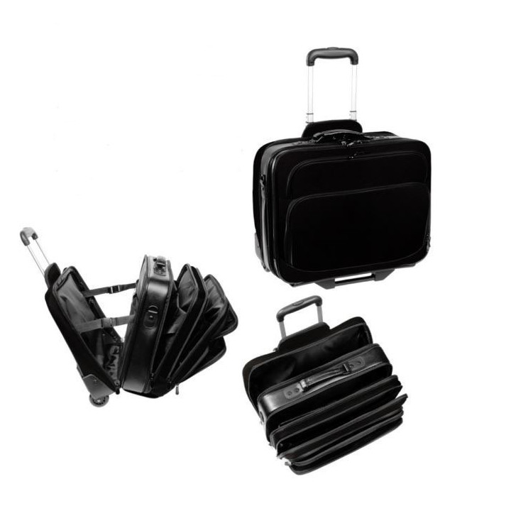 Trolley Polyester Pour Pc Portable De 17 Pouces - 4 Compartiments - Noir - Cristo
