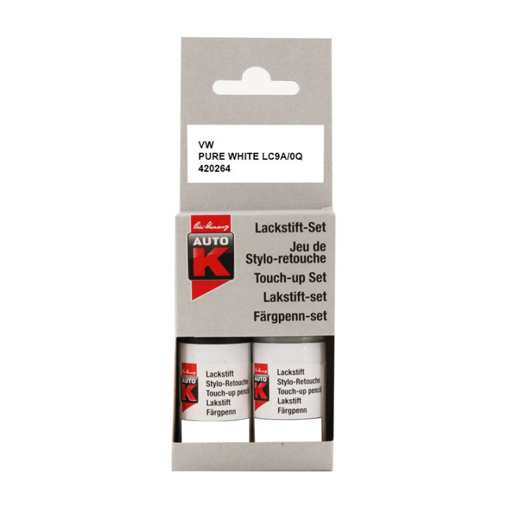 Stylo de retouche et vernis pour carrosserie - Volkswagen - 0Q Pure White - Auto K