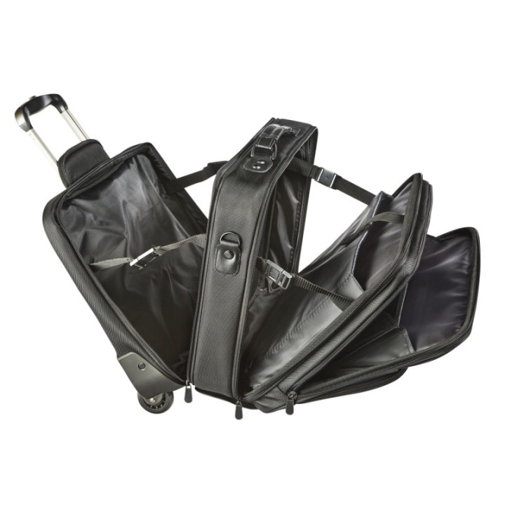Trolley Polyester Pour Pc Portable De 17 Pouces - 4 Compartiments - Noir - Cristo