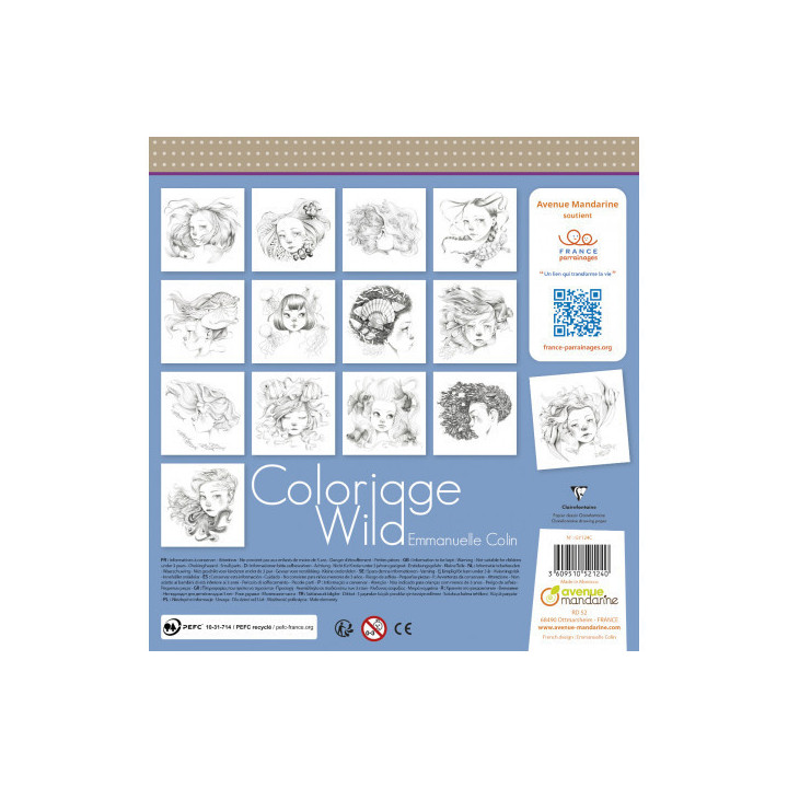 Carnet de coloriage Wild 6 Avenue Mandarine pages imprimées