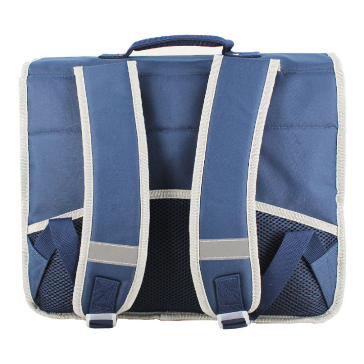 Cartable - Louise et Arthur - Bleu - Carreaux vichy - Voiture vintage - 2 compartiments