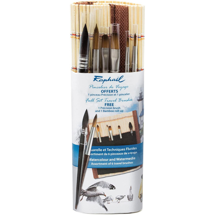 Pincelier de voyage set de pinceaux Raphaël aquarelle techniques fluides