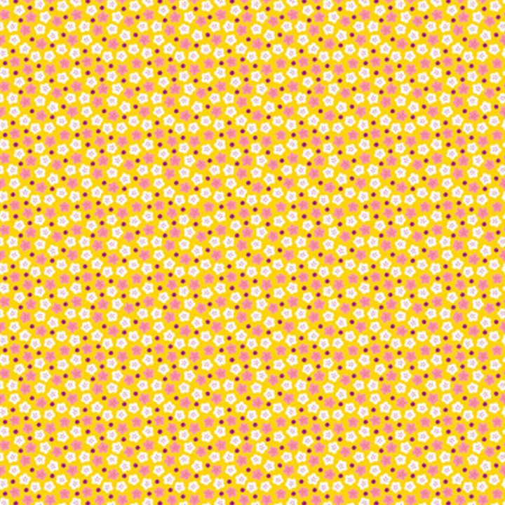 3 feuilles de papier Décopatch 30 x 40 cm motif fleurs fond jaune