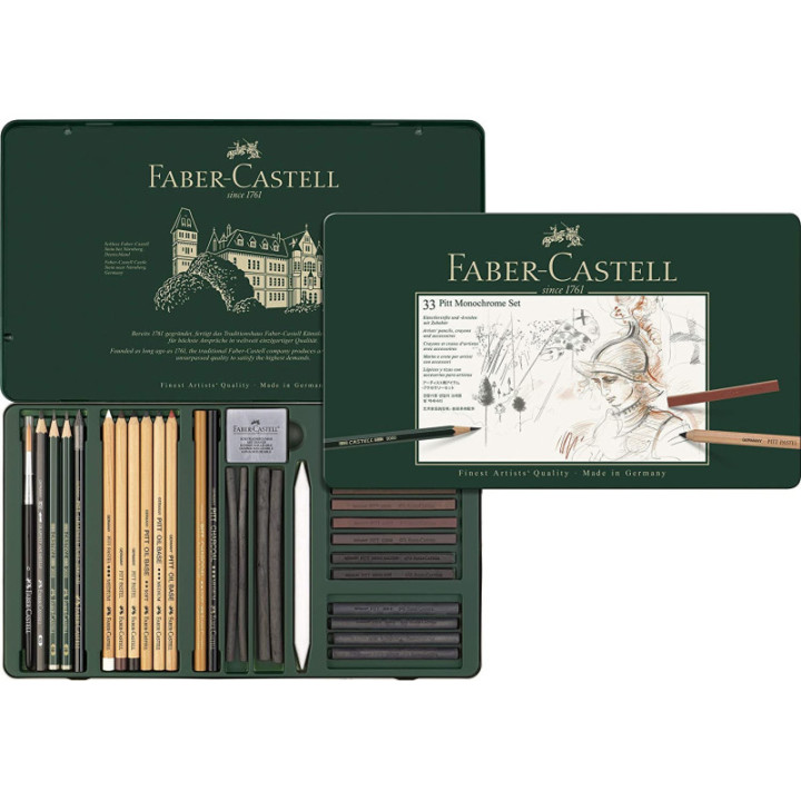 Boîte 33 crayons Pitt Monochrome Faber-Castell