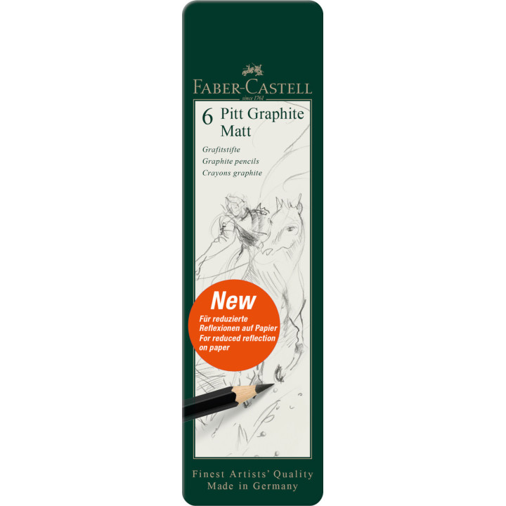 6 crayons graphite - Pitt Graphite Matt - Assortiments de mines - Faber-Castell