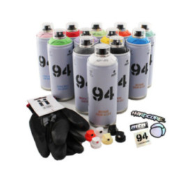 Lot 12 bombes de peinture MTN94 400ml 6 caps gants stickers
