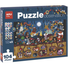 Puzzle - Enfant - 104 pièces - Thème la forêt - Apli Kids