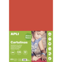 Carton de couleur rouge A4 170 g 50 feuilles - Apli
