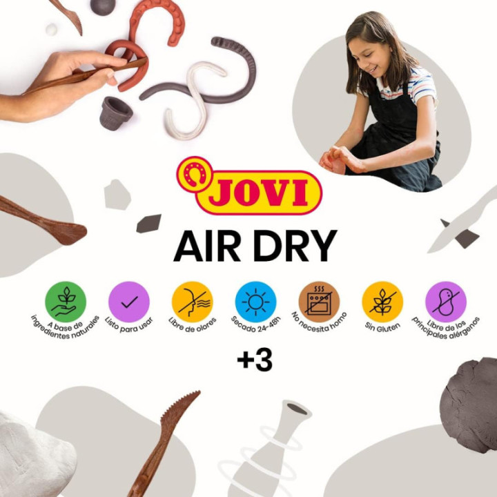Pâte à modeler - Auto durcissant - Terracotta - Séchage sans four - 500g - Jovi