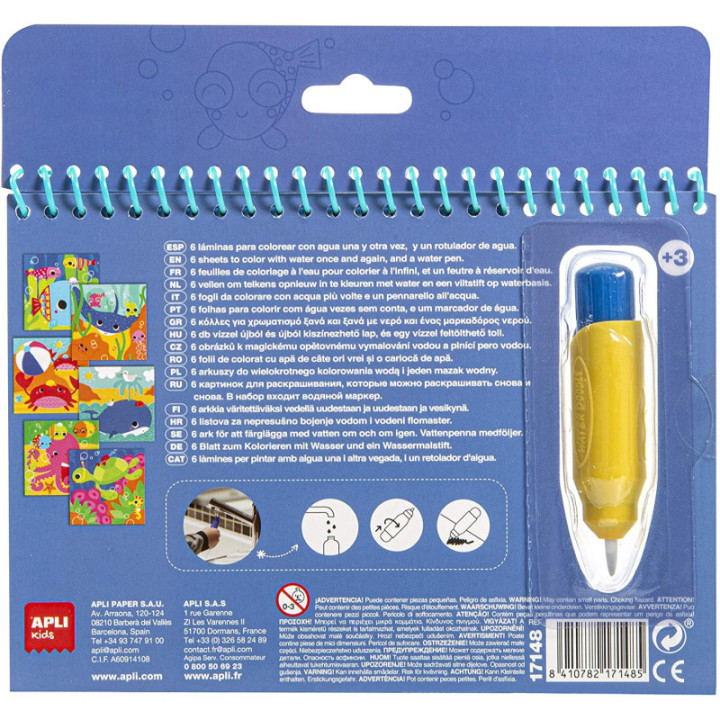 Livre de coloriage enfant animaux de la mer Aqua Fun Apli Kids