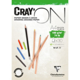 Bloc - Dessin - A4 - 160g - 30 feuilles - Grain fin - Clairefontaine - Cray'On