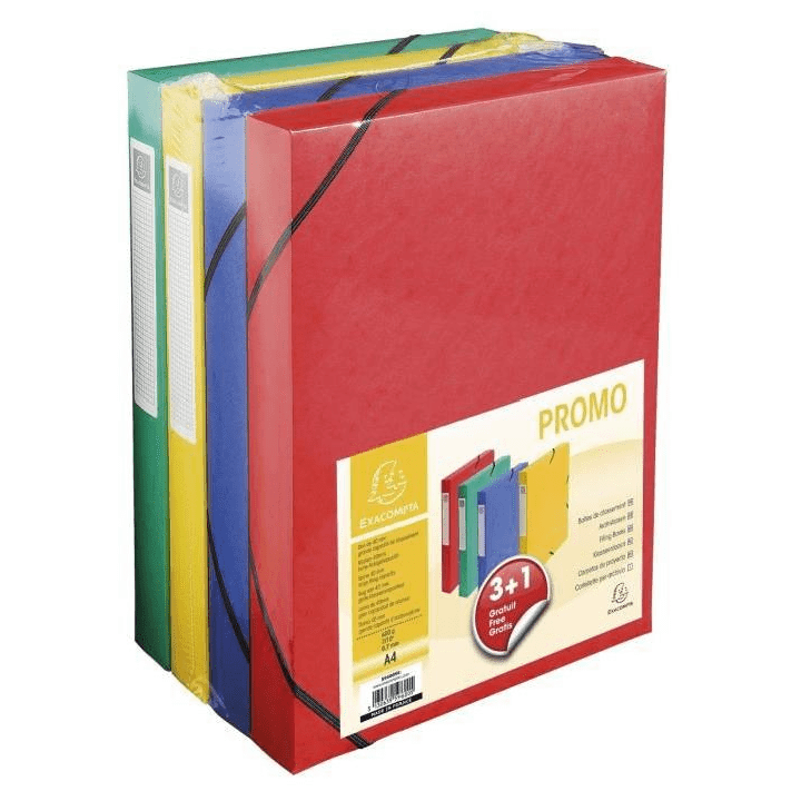 Exacompta Boîte De Classement Pack Promo 3+1, 40 Mm, Couleur