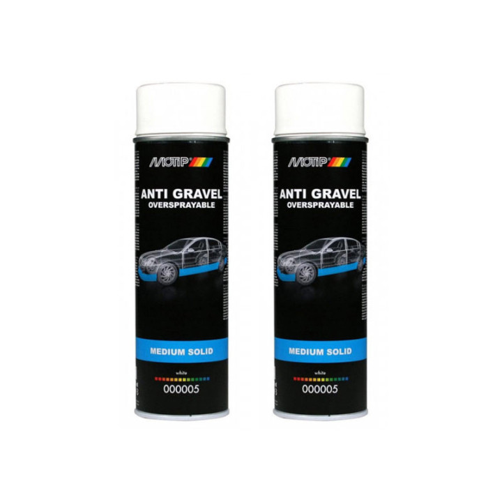 Lot de 2 bombes de peinture anti gravillons - blanc - Motip