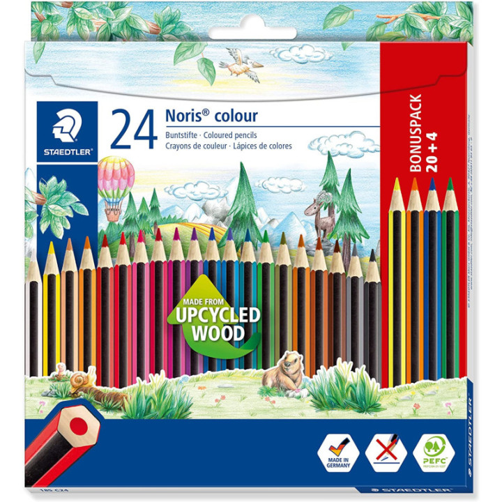 24 crayons de couleur - Fabriqués en bois recyclé -  Staedtler - Noris Colour 185
