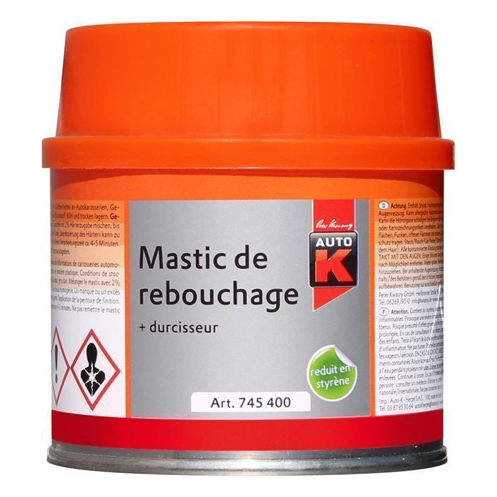 Mastic de rebouchage carrosserie auto pot 250g Auto K