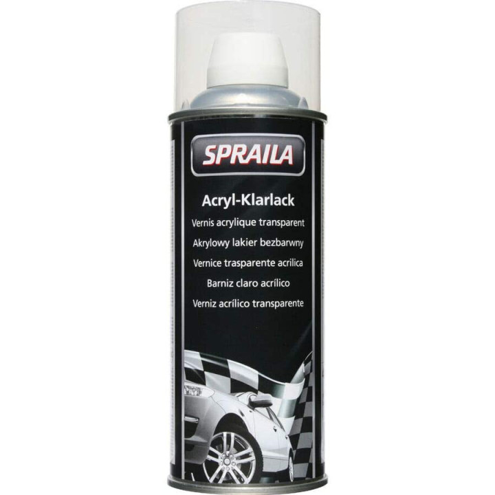 photo-Bombe de vernis acrylique brillant transparent bi couche Spraila 400ml