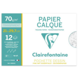 Papier calque - A4 - Dessin, beaux-arts, scolaire - 12 feuilles - 70g - Clairefontaine