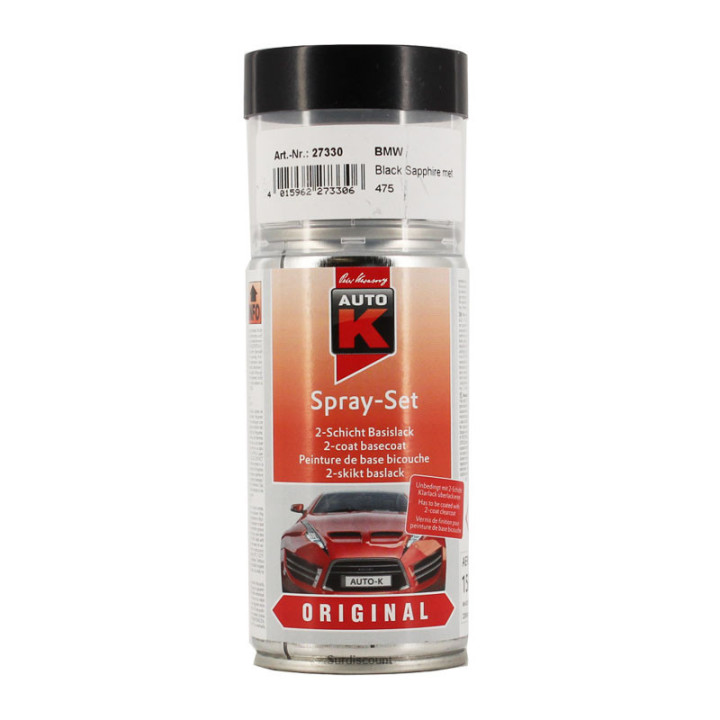 photo-Bombe de peinture pour carrosserie - BMW - 475 Black Saphir - 150ml - Auto K
