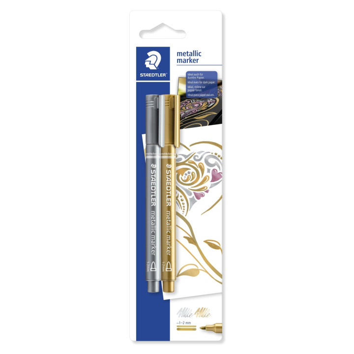 Feutres - Or - Argent - Encre métallisée - Pointe moyenne - Staedtler 8323