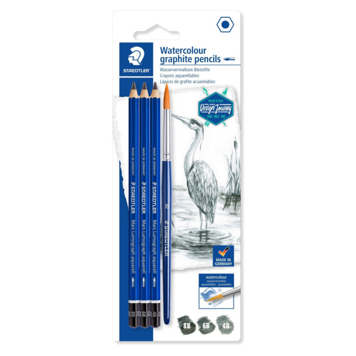 Crayons graphite - Aquarellable - 8B 6B 4B - Mars Lumograph Aquarell - Staedtler