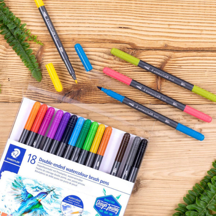 18 feutres de coloriage - Aquarellable - Double pointe pinceau - Staedtler