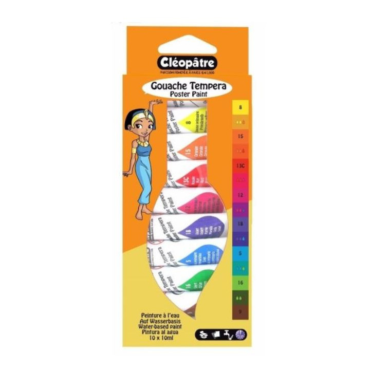 Lot De 10 Tubes De Gouache Tempera - Cléopâtre
