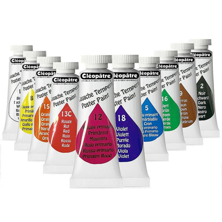 Lot De 10 Tubes De Gouache Tempera - Cléopâtre