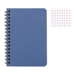 Carnet - A5 - 14,8x21cm - Petits carreaux - 100 pages - Couverture bleu - Spirale