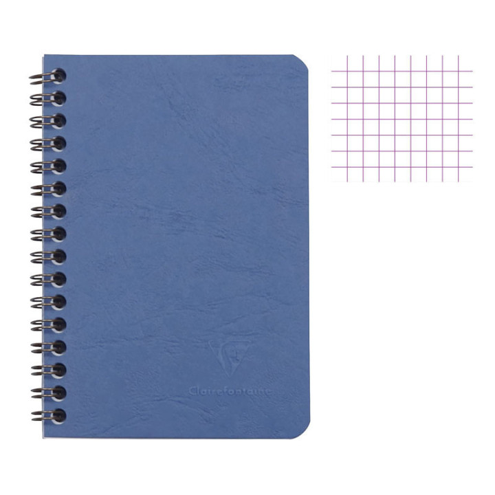 Carnet - A5 - 14,8x21cm - Petits carreaux - 100 pages - Couverture bleu - Spirale