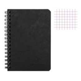 Carnet - 9x14 cm - Petits carreaux - 100 pages - Couverture noir - Spirale