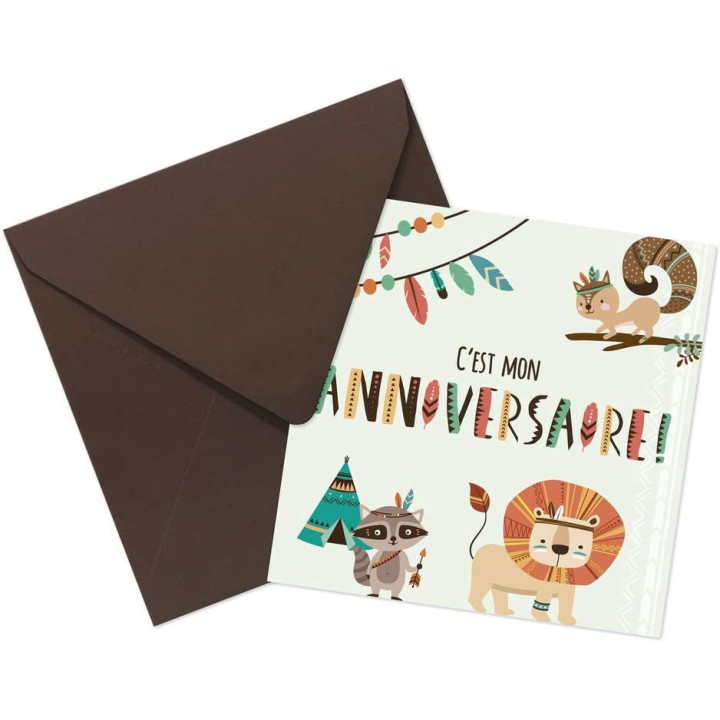 Cartons d'invitation et enveloppes - Anniversaire enfant - Indiens - Clairefontaine